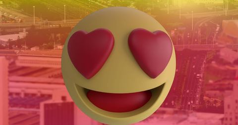 Emoji With Heart Eyes on Urban Background Captures Love Emotion - Download Free Stock Images Pikwizard.com