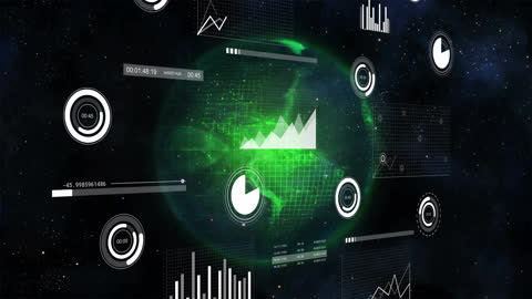 Digital Financial Data Visualization Over Globe