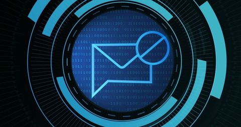 Futuristic Email Icon in Digital Security Interface