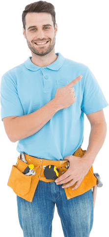 transparent portrait of smiling carpenter with tool belt - Download Free Stock Videos Pikwizard.com