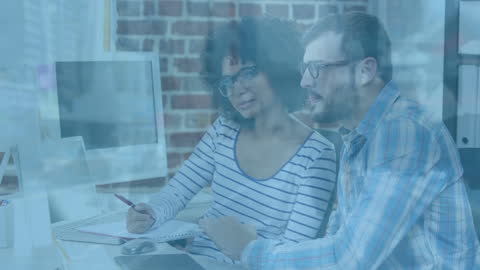 Binary Overlay on Diverse Workplace Brainstorming Session