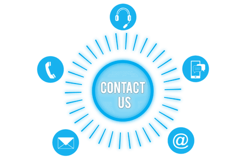 Digital Communication Symbols with Contact Us on Transparent Background