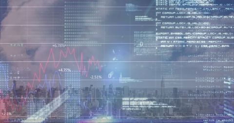 Futuristic Financial Data Projection Over Urban Skyline - Download Free Stock Images Pikwizard.com