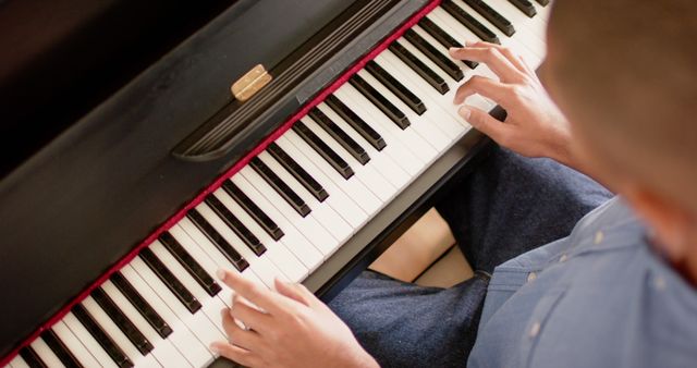 Close-Up of Hands Playing Piano Keyboard - Download Free Stock Images Pikwizard.com