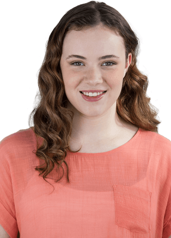 smiling brunette woman with curly hair in coral top on transparent background - Download Free Stock Videos Pikwizard.com