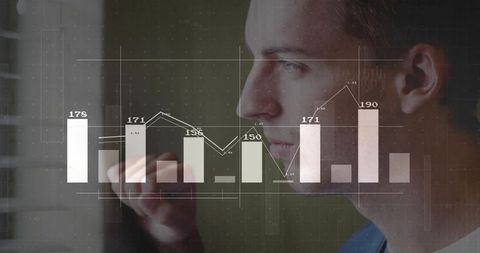 Business Analyst Interacting with Digital Interface for Data Analysis