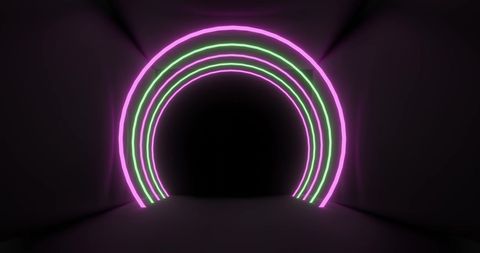Neon arches glowing in dark background