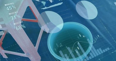 Data Analysis Concept with Graphs and Stools