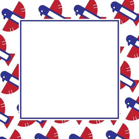 Illustrative design features vibrant birds and geometric shapes around a central copy space. Transparent background enhances versatility for designers, marketers, and product decorators. Useful for announcements, social media graphics, and creative crafting projects.