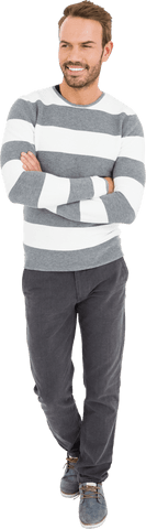 Happy Young Man in Casual Winter Apparel with Arms Crossed Transparent - Download Free Stock Videos Pikwizard.com