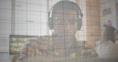 Professional collaborating virtually with data on laptop