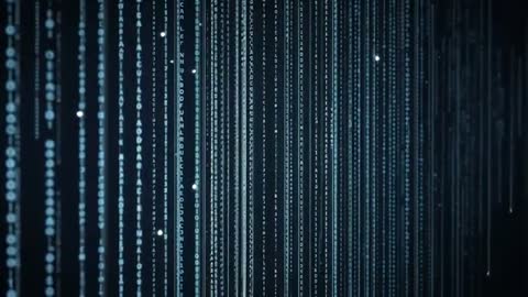 Futuristic Digital Code Stream Visualization with Pulsing Lights