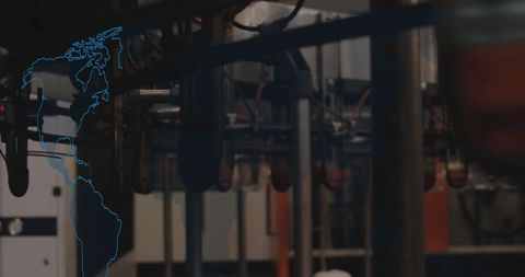 Industrial Manufacturing with Geographic Overlay Displaying Technology