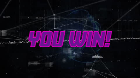 Cyber Victory Bold Text Over Digital Network Connections