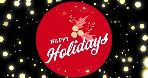 Festive Happy Holidays Greeting with Decorative Berries