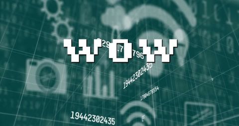 WOW Text with Digital Interface Icons and Data Background - Download Free Stock Images Pikwizard.com