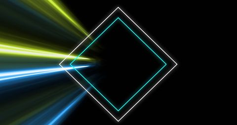 Neon Glow Geometric Frame with Radiating Lines on Black