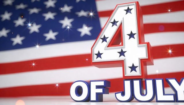 3d 4th of july text stars and stripes american flag background patriotic graphic
