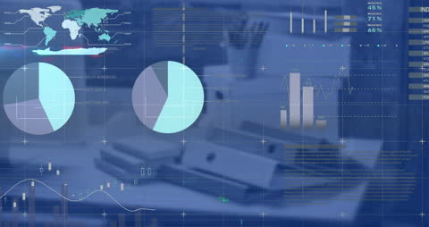 Futuristic Financial Data Analysis in Modern Office Environment