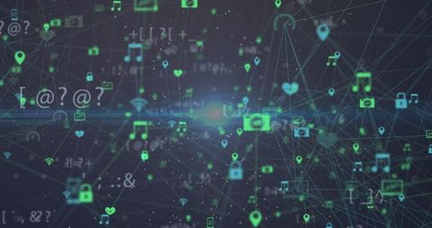 Futuristic Cyber Network with Digital Connectivity Icons