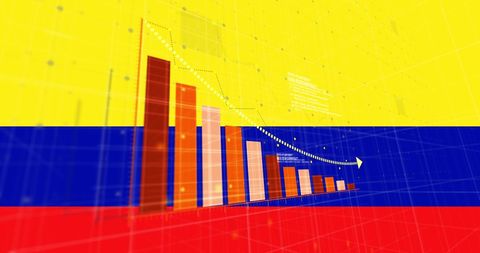 Financial Data Analysis Against Colombian Flag Background - Download Free Stock Images Pikwizard.com
