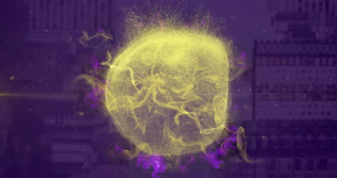 Digital Virus Abstract Animation Over Masked Figure