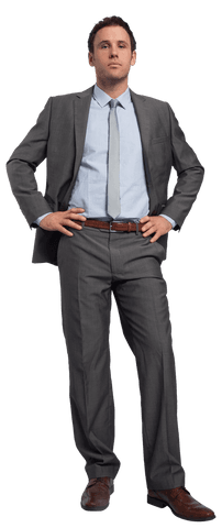transparent background hands-on-hips businessman in gray suit - Download Free Stock Videos Pikwizard.com