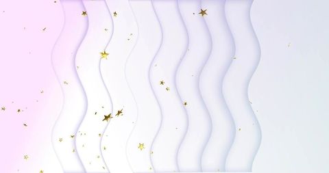 Pastel wavy paper-cut layers featuring gold star confetti, minimal gradient wallpaper