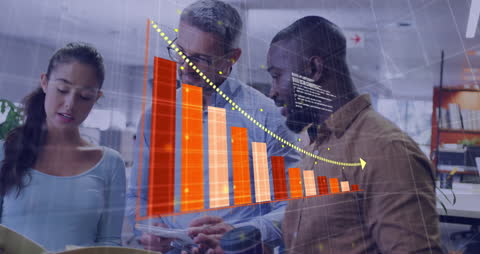 Diverse Team Analyzing Digital Financial Graphs