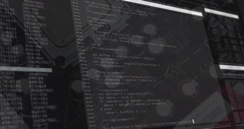 Javascript code overlay on digital circuitry background