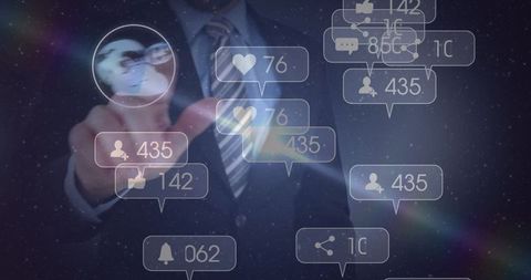 Businessman Interacting with Digital Social Media Network - Download Free Stock Images Pikwizard.com
