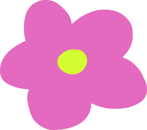 Transparent Flat Magenta Flower Icon with Lime Center