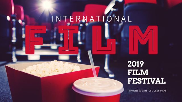 International Film Festival Poster with Popcorn and Drink in Theater - Download Free Stock Templates Pikwizard.com