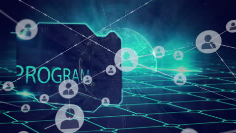 Digital Network Connections with Security Concept Animation