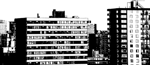 Modern transparent building silhouette design for urban projects