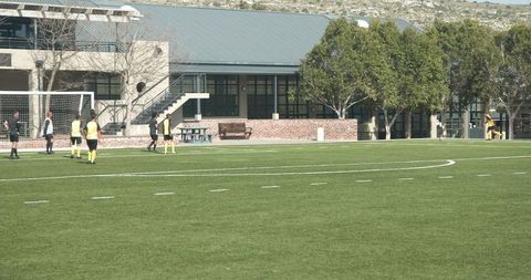 Youth Soccer Practice on School Field