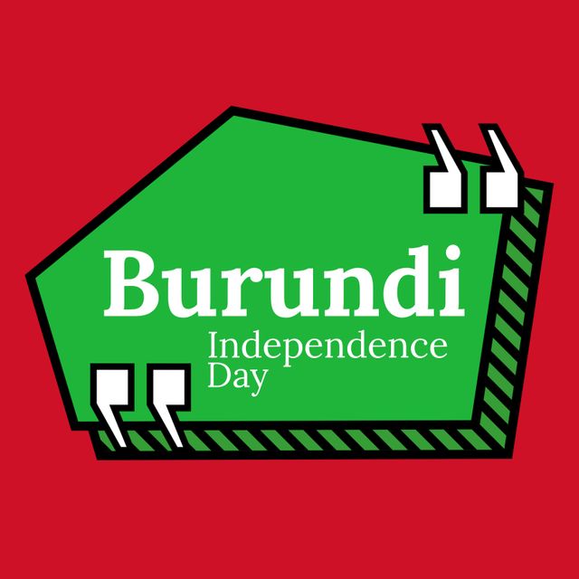 Creative illustration commemorating Burundi's Independence Day with a striking thought bubble holding the text over a vivid red background. Ideal for use in social media posts, event invitations, educational materials, and public announcements highlighting the significance of this national day.