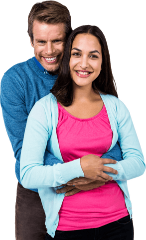 Transparent Happy Couple Embracing Confidence and Joy