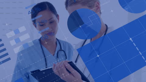 Healthcare Professionals Analyzing Digital Data Interface