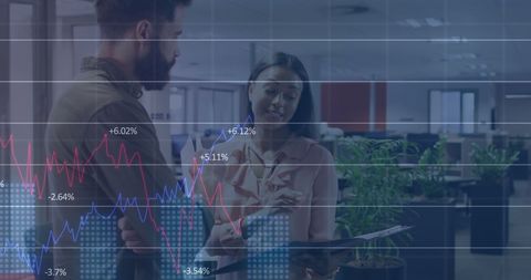 Digital Financial Analysis with Team in Modern Office