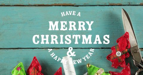 Festive christmas greetings and handmade decorations