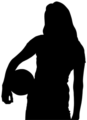 Transparent silhouette of woman with ball