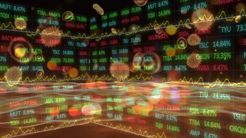 Digital Financial Data Animations on Dynamic Background