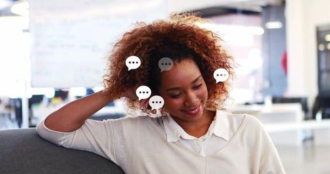 Casual Work Conversation in Modern Office Lounge