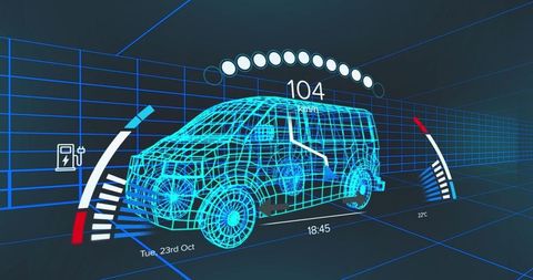 Futuristic Electric Van Concept with Digital Speedometer Interface - Download Free Stock Images Pikwizard.com