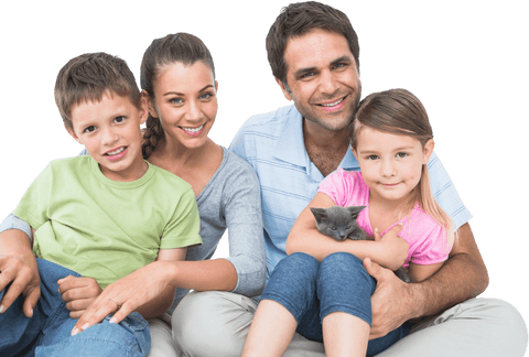 transparent family enjoying quality time with pet kitten - Download Free Stock Videos Pikwizard.com