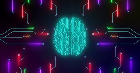 Glowing Digital Brain with Circuitry Pathways on Black Background - Download Free Stock Images Pikwizard.com