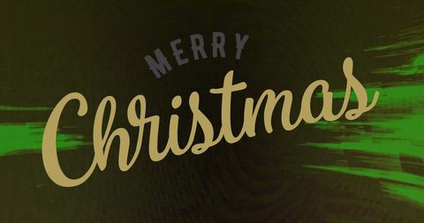 Merry Christmas Text on Green and Black Background