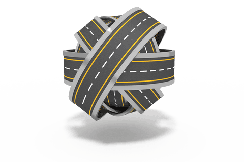 Creative 3D Road Network Sphere with Transparent Background