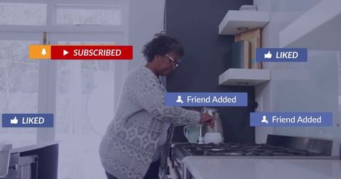 Elderly Woman Embracing Social Media Integration at Home